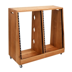 Rack dębowy podwójny na kółkach 2x15U
