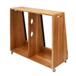 Rack dębowy podwójny na kółkach 2x15U