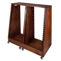 Rack dębowy podwójny na kółkach 2x21U Dark Oak