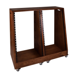 Rack dębowy podwójny na kółkach 2x21U Dark Oak