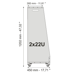 Rack dębowy podwójny na kółkach 2x22U Dark Oak