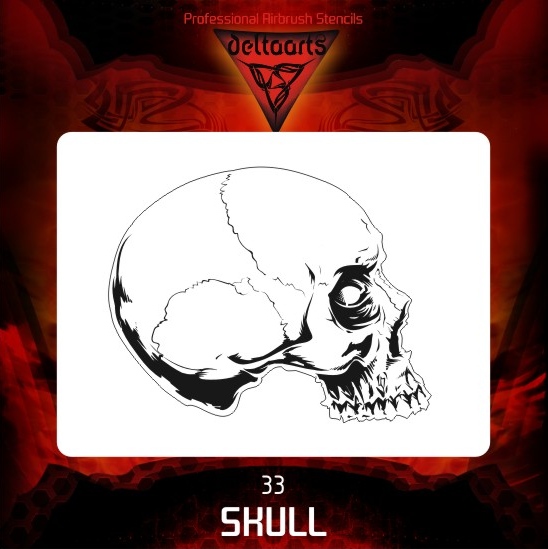 Airbrush stencil template DELTAARTS SKULL 33-4 SIZES AVAILABLE MINI MID 